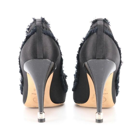 Chanel Interlocking CC Logo Satin Pumps - Size: 4.5 | US4.5, IT34.5 - Picture 4 of 6